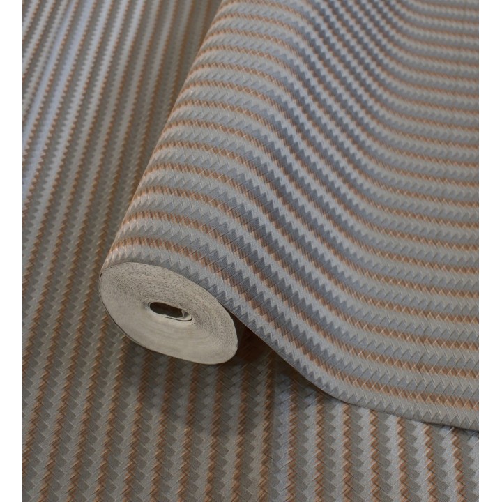 Papel pintado rayas en forma de espiga tonos carbón y ámbar - Gerald Loft 684132