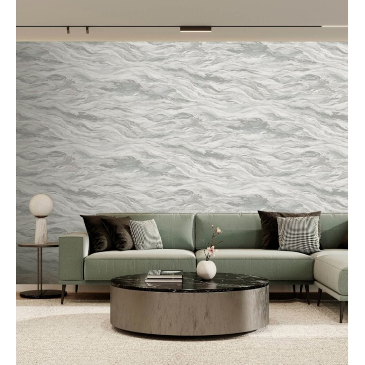 Papel pintado mármol fluido gris verdoso y beige etéreo - Savoy Atmospheric 684135