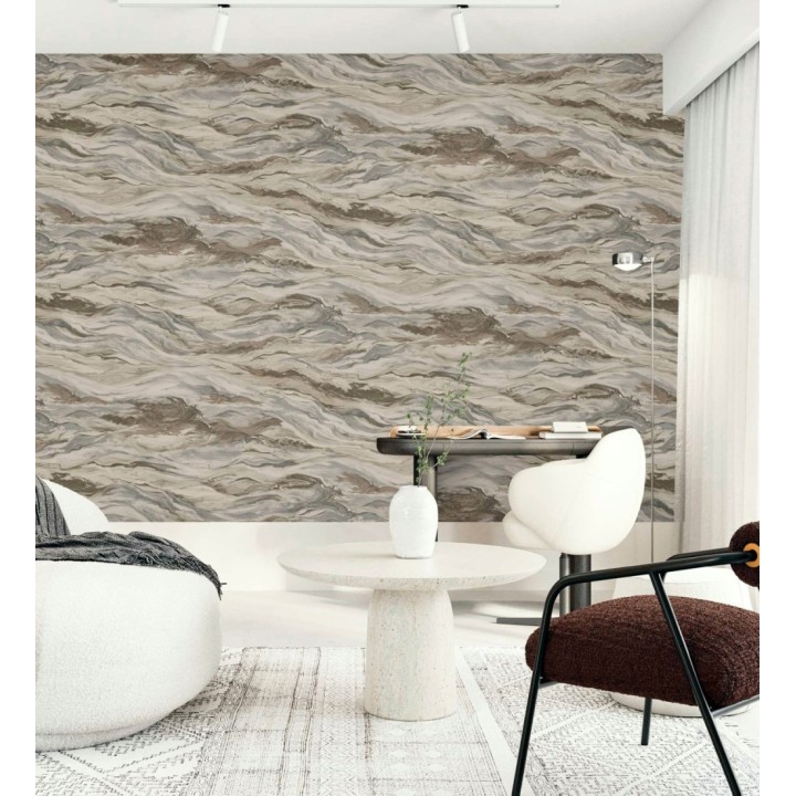 Papel pintado mármol fluido marrón y gris sofisticado - Savoy Atmospheric 684137