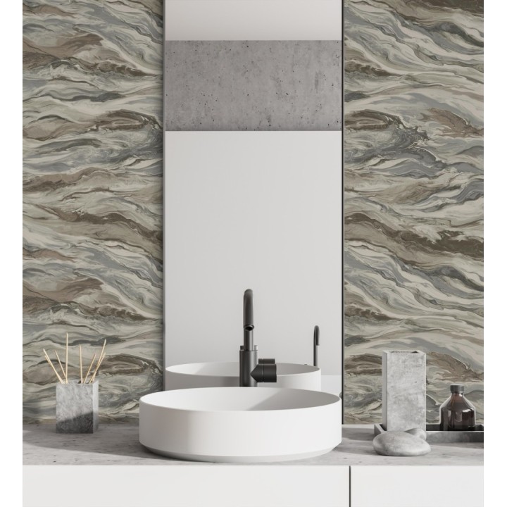 Papel pintado mármol fluido marrón y gris sofisticado - Savoy Atmospheric 684137