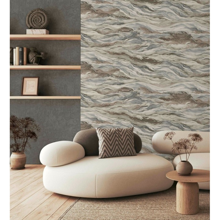 Papel pintado mármol fluido marrón y gris sofisticado - Savoy Atmospheric 684137