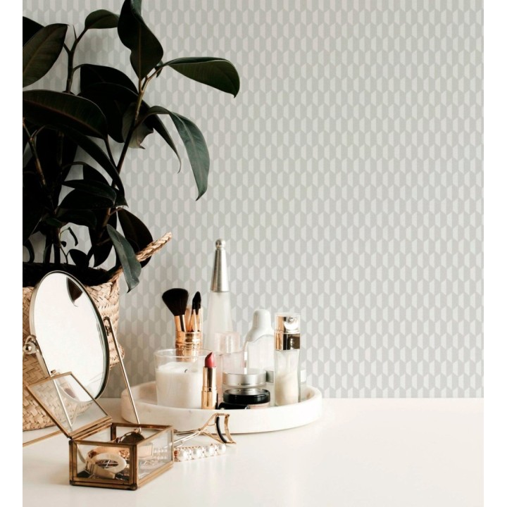 Papel pintado geometría óptica en relieve textil gris claro - Carlton Gridded 684138