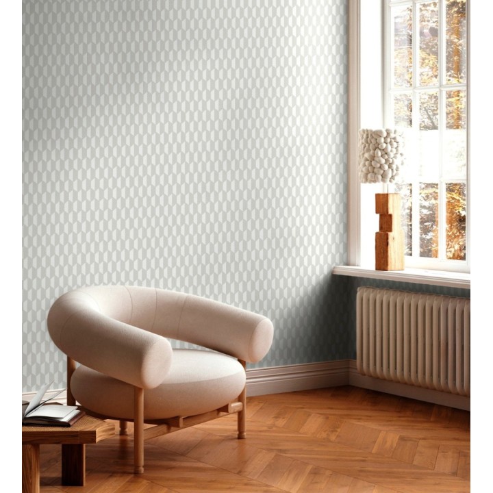 Papel pintado geometría óptica en relieve textil gris claro - Carlton Gridded 684138