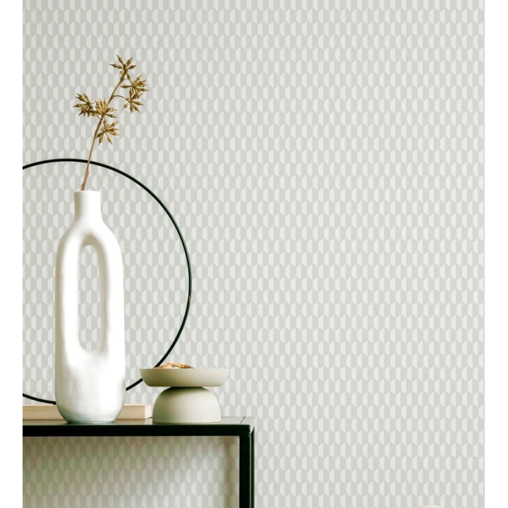 Papel pintado geometría óptica en relieve textil gris claro - Carlton Gridded 684138