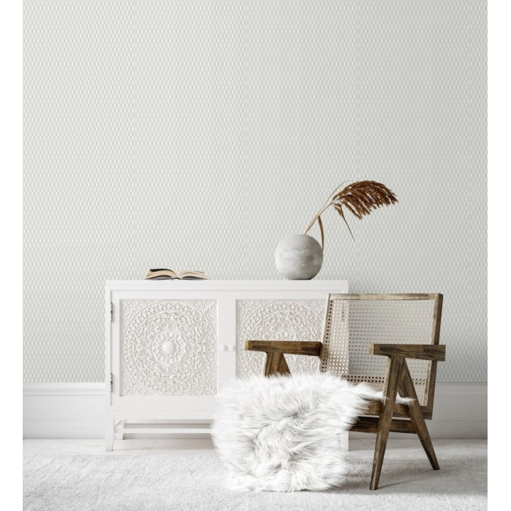 Papel pintado geometría óptica en relieve textil gris claro - Carlton Gridded 684138