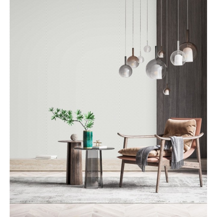 Papel pintado geometría óptica en relieve textil gris claro - Carlton Gridded 684138