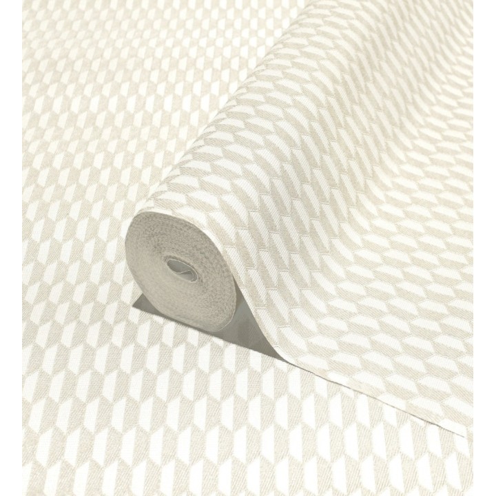 Papel pintado geometría óptica en relieve textil tonos neutros - Carlton Gridded 684139