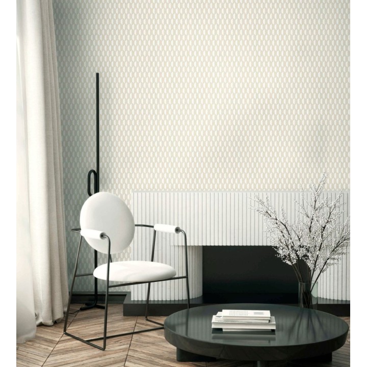 Papel pintado geometría óptica en relieve textil tonos neutros - Carlton Gridded 684139