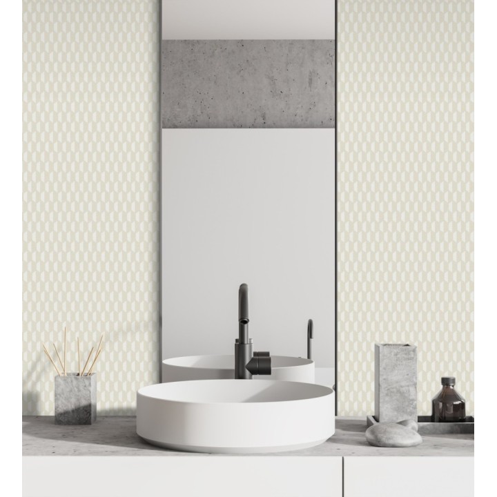 Papel pintado geometría óptica en relieve textil tonos neutros - Carlton Gridded 684139
