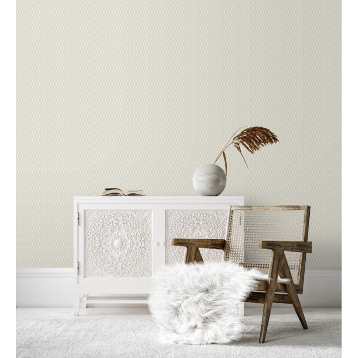 Papel pintado geometría óptica en relieve textil tonos neutros - Carlton Gridded 684139