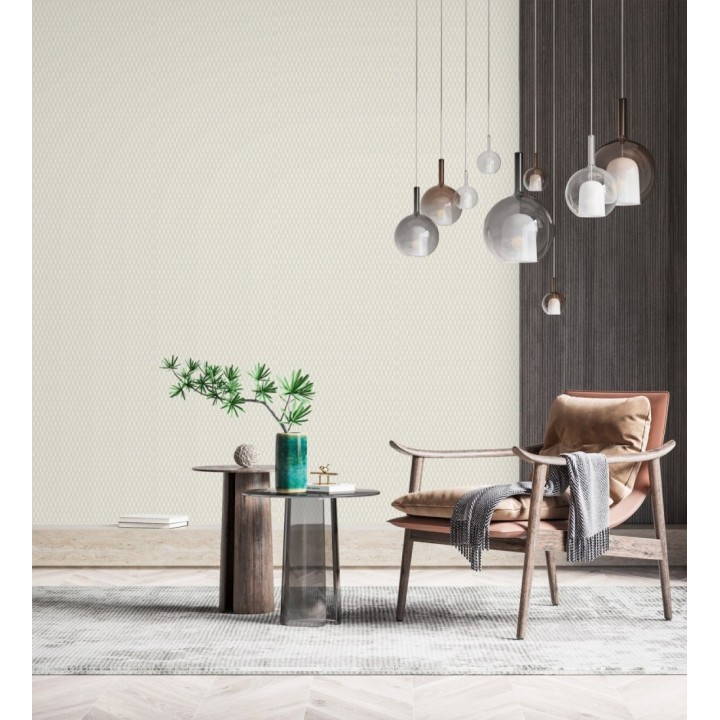 Papel pintado geometría óptica en relieve textil tonos neutros - Carlton Gridded 684139