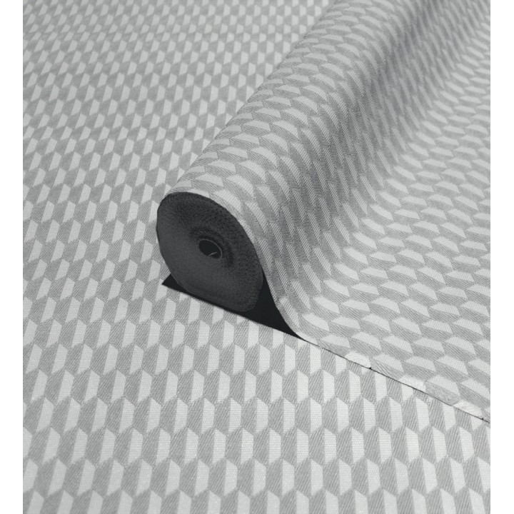 Papel pintado geometría óptica en relieve textil gris medio - Carlton Gridded 684141