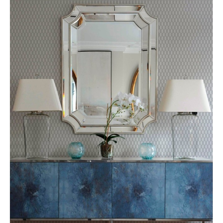 Papel pintado geometría óptica en relieve textil gris medio - Carlton Gridded 684141