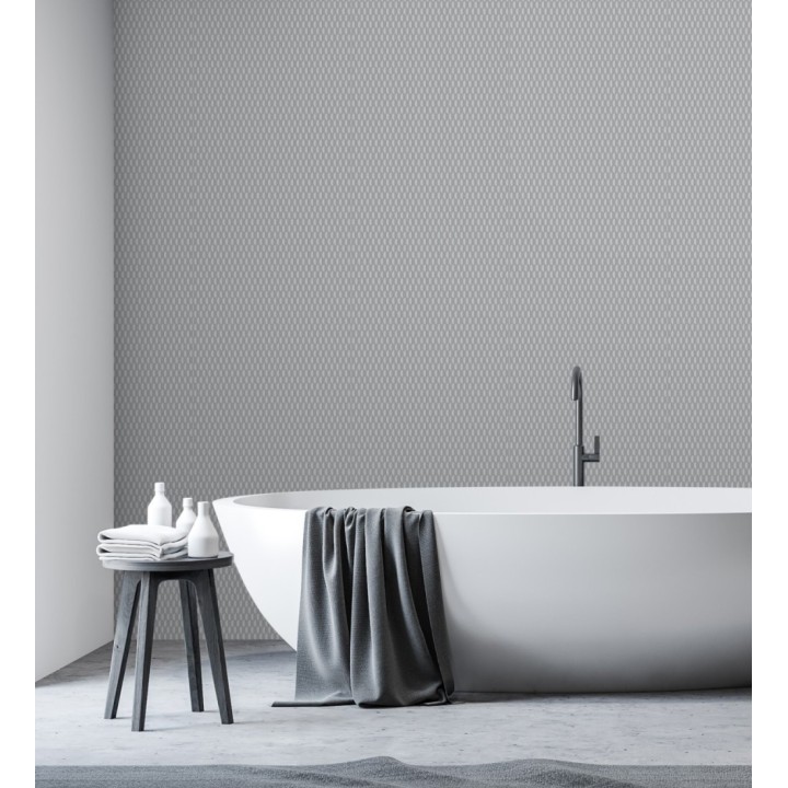 Papel pintado geometría óptica en relieve textil gris medio - Carlton Gridded 684141