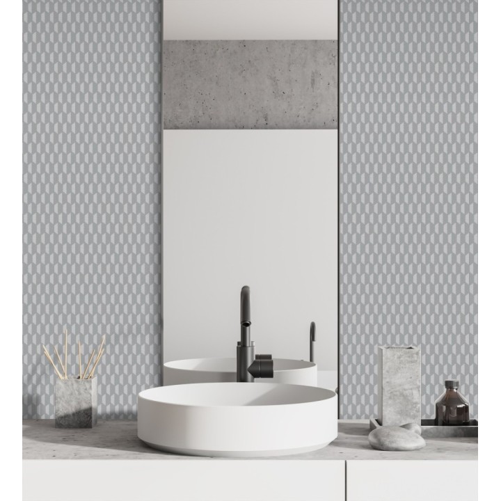 Papel pintado geometría óptica en relieve textil gris medio - Carlton Gridded 684141