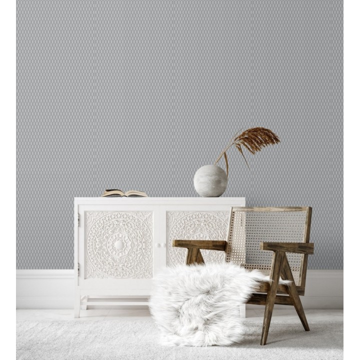 Papel pintado geometría óptica en relieve textil gris medio - Carlton Gridded 684141