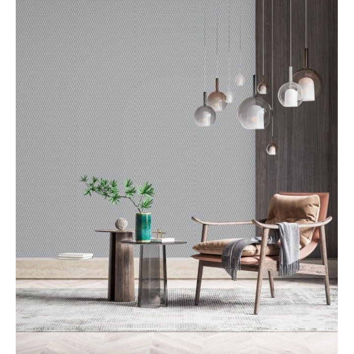 Papel pintado geometría óptica en relieve textil gris medio - Carlton Gridded 684141