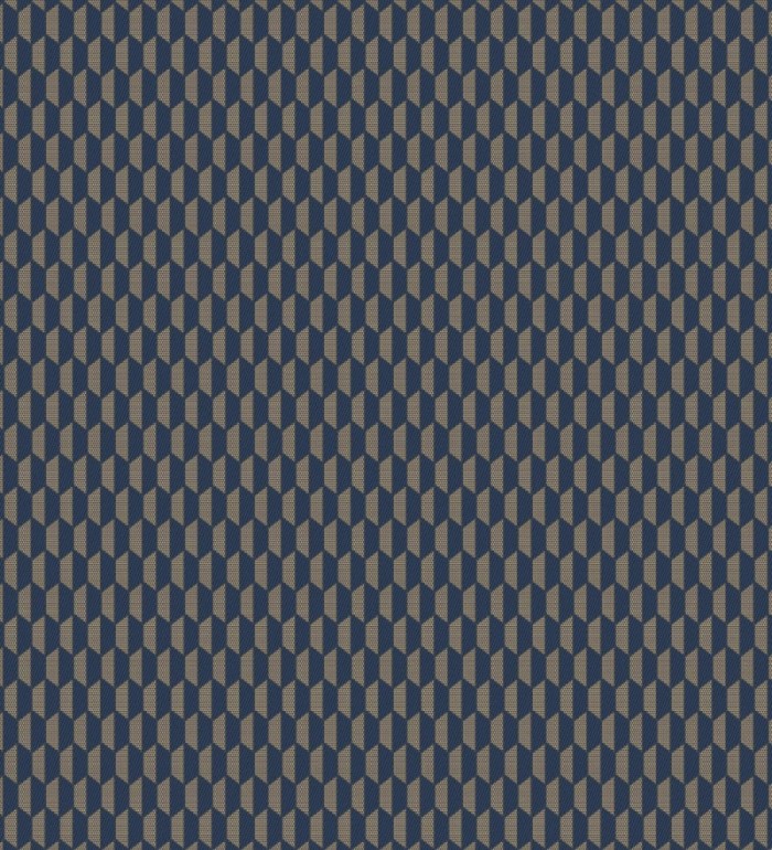 Papel pintado geometría óptica en relieve textil tono azul y marrón - Carlton Gridded 684143
