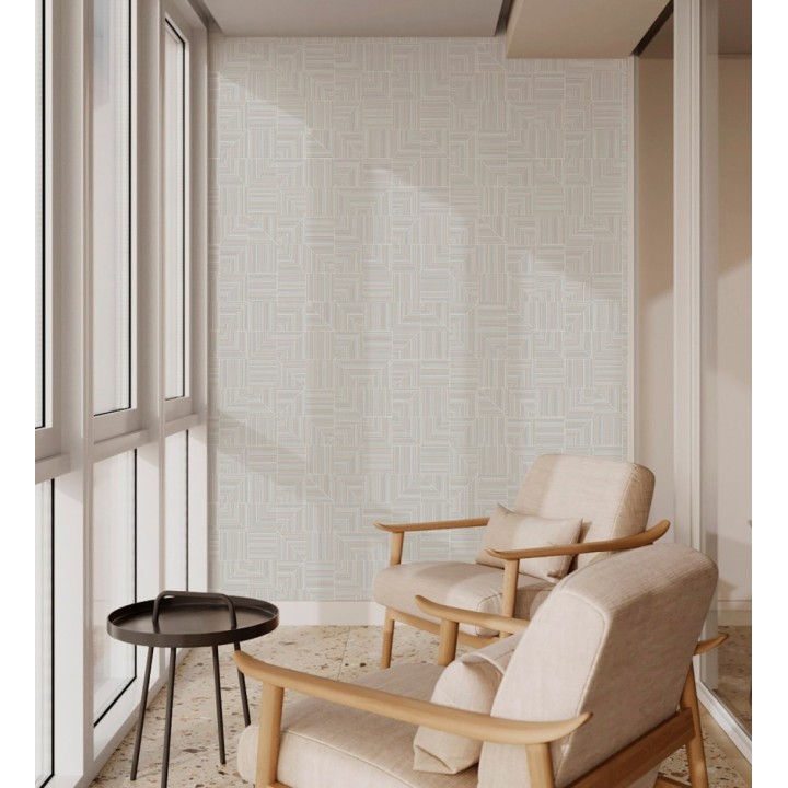 Papel pintado mosaico textil geométrico tonos neutros - Waldorf Dynamic 684144