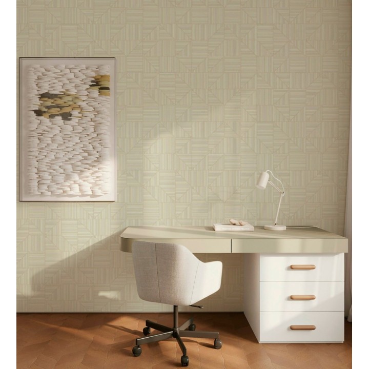 Papel pintado mosaico textil geométrico tonos arena - Waldorf Dynamic 684145