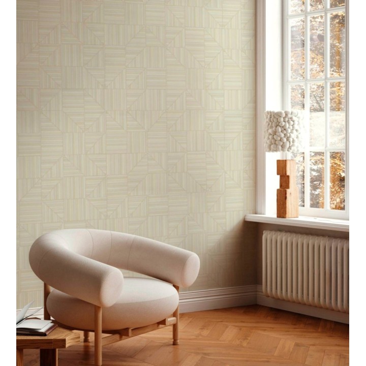 Papel pintado mosaico textil geométrico tonos arena - Waldorf Dynamic 684145
