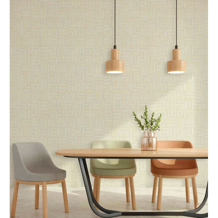 Papel pintado mosaico textil geométrico tonos arena - Waldorf Dynamic 684145
