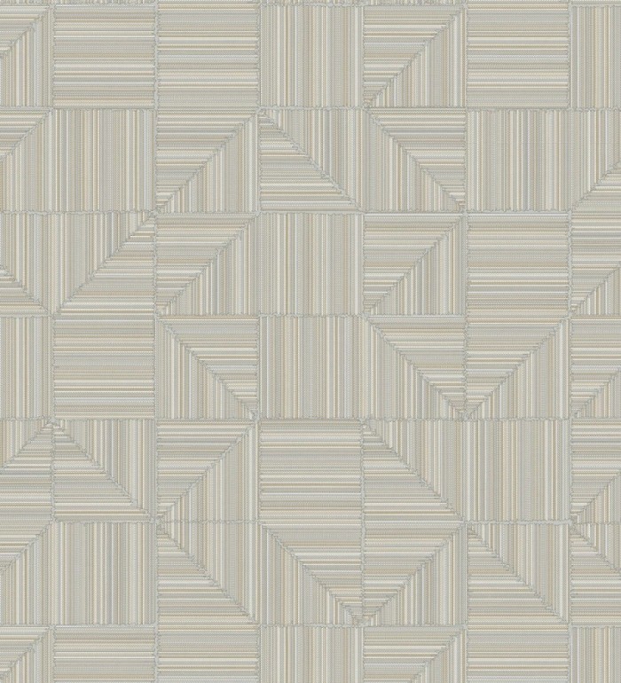 Papel pintado mosaico textil geométrico tonos lino y gris - Waldorf Dynamic 684146