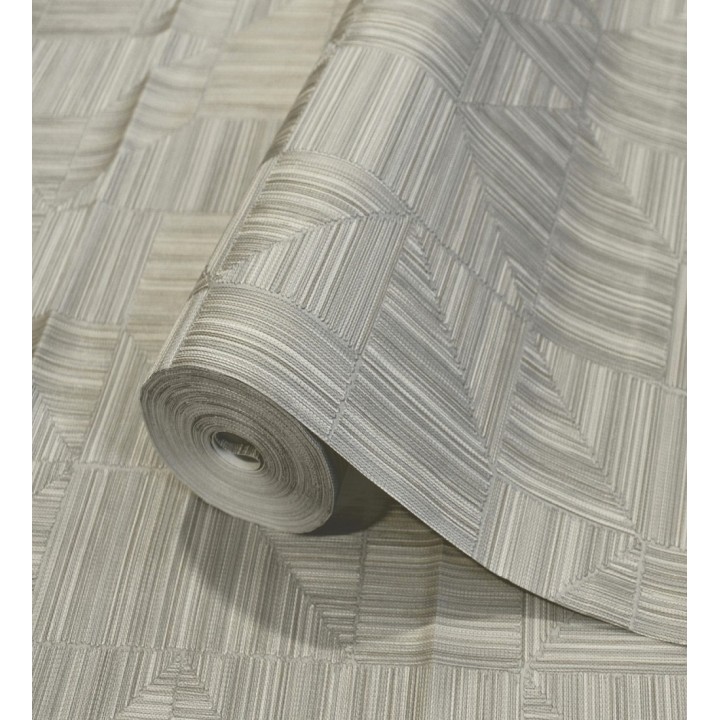 Papel pintado mosaico textil geométrico tonos lino y gris - Waldorf Dynamic 684146