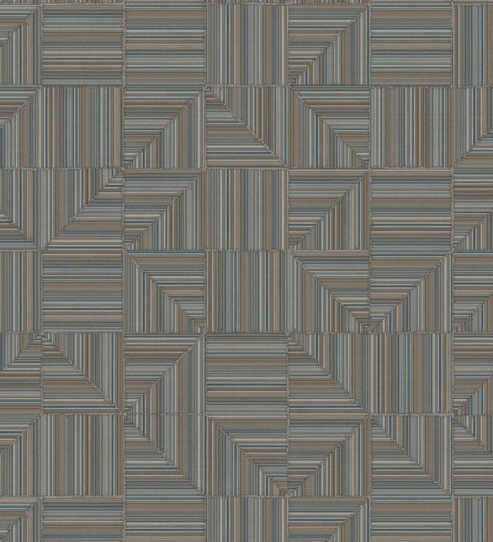 Papel pintado mosaico textil geométrico tonos azul y ocre - Waldorf Dynamic 684147