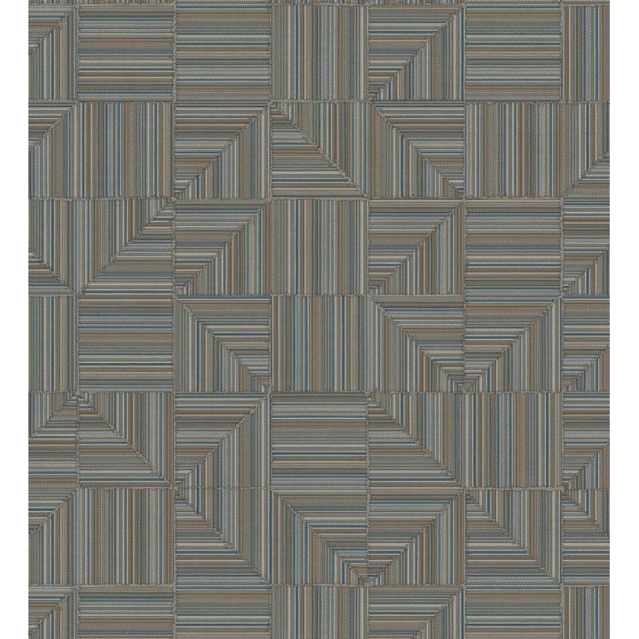 Papel pintado mosaico textil geométrico tonos azul y ocre - Waldorf Dynamic 684147