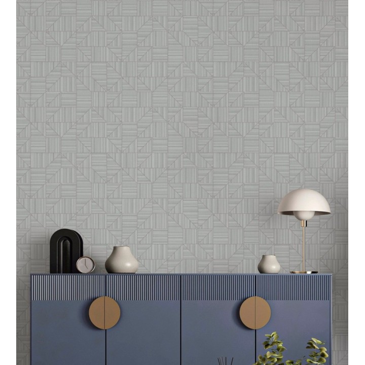 Papel pintado mosaico textil geométrico tonos grises - Waldorf Dynamic 684148