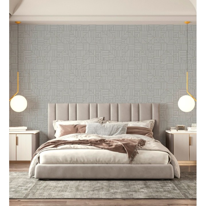 Papel pintado mosaico textil geométrico tonos grises - Waldorf Dynamic 684148