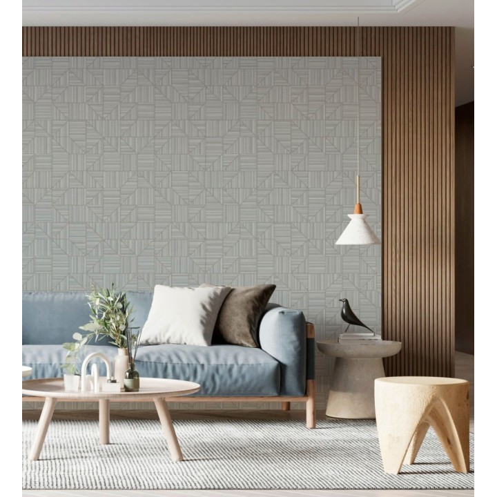 Papel pintado mosaico textil geométrico tonos grises - Waldorf Dynamic 684148