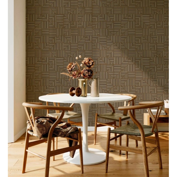 Papel pintado mosaico textil geométrico tonos marrón - Waldorf Dynamic 684149