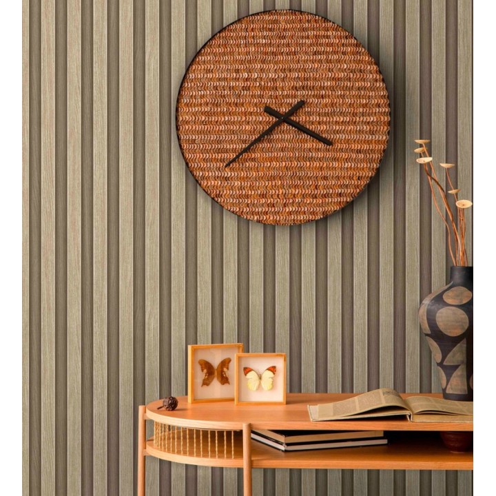 Papel pintado palillería de madera con betas texturizadas en relieve - Alistair Tailored 684155