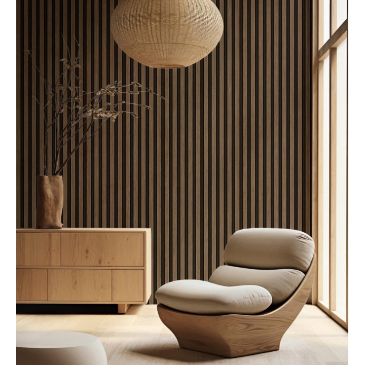 Papel pintado palillería de madera con betas texturizadas en relieve - Alistair Tailored 684156