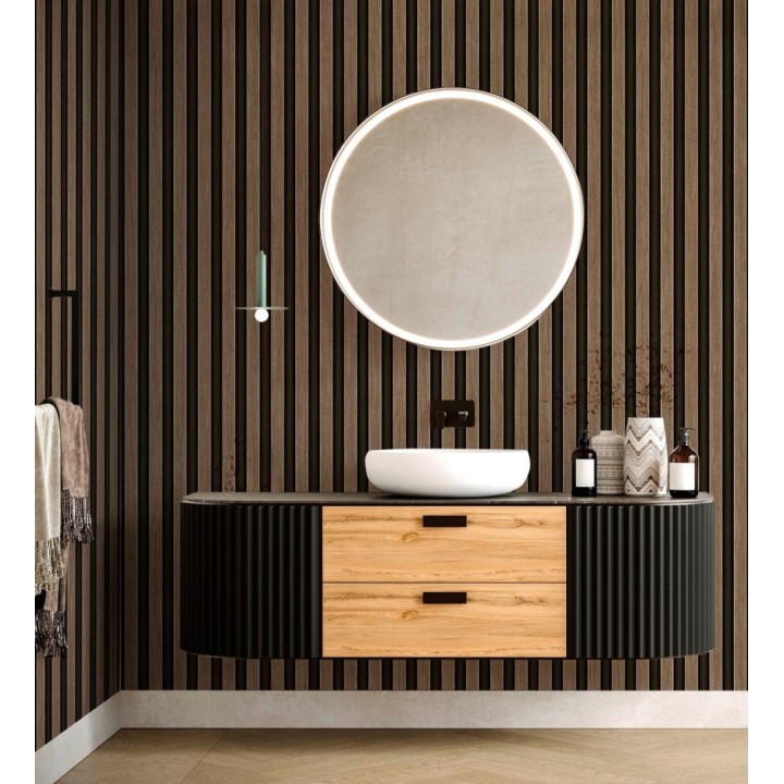 Papel pintado palillería de madera con betas texturizadas en relieve - Alistair Tailored 684156