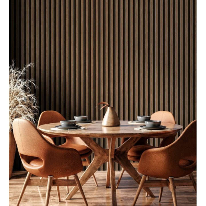 Papel pintado palillería de madera con betas texturizadas en relieve - Alistair Tailored 684156