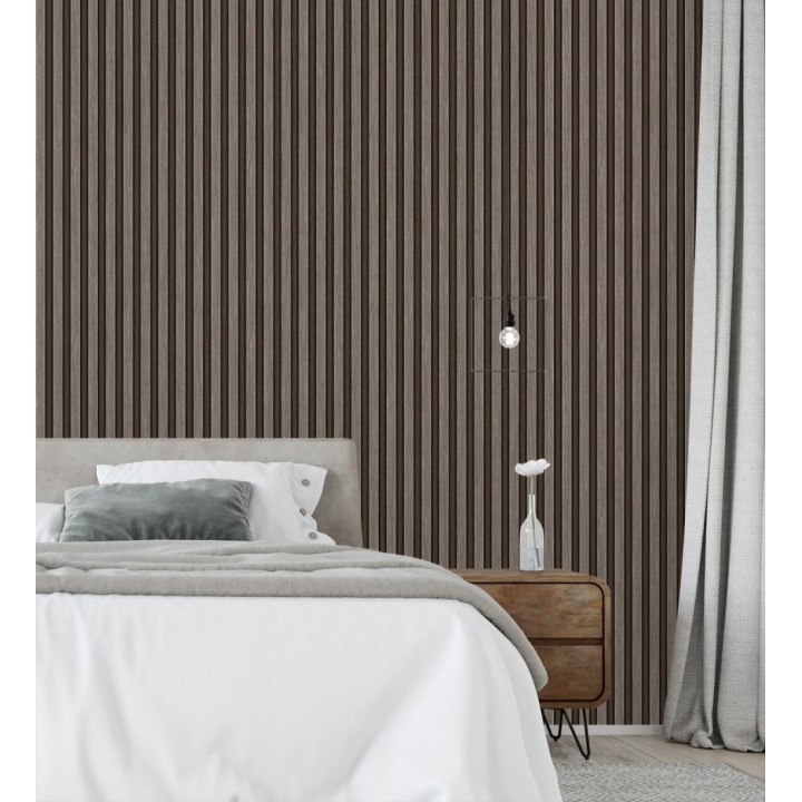 Papel pintado palillería de madera con betas texturizadas en relieve - Alistair Tailored 684157