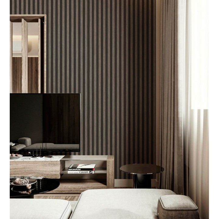 Papel pintado palillería de madera con betas texturizadas en relieve - Alistair Tailored 684157