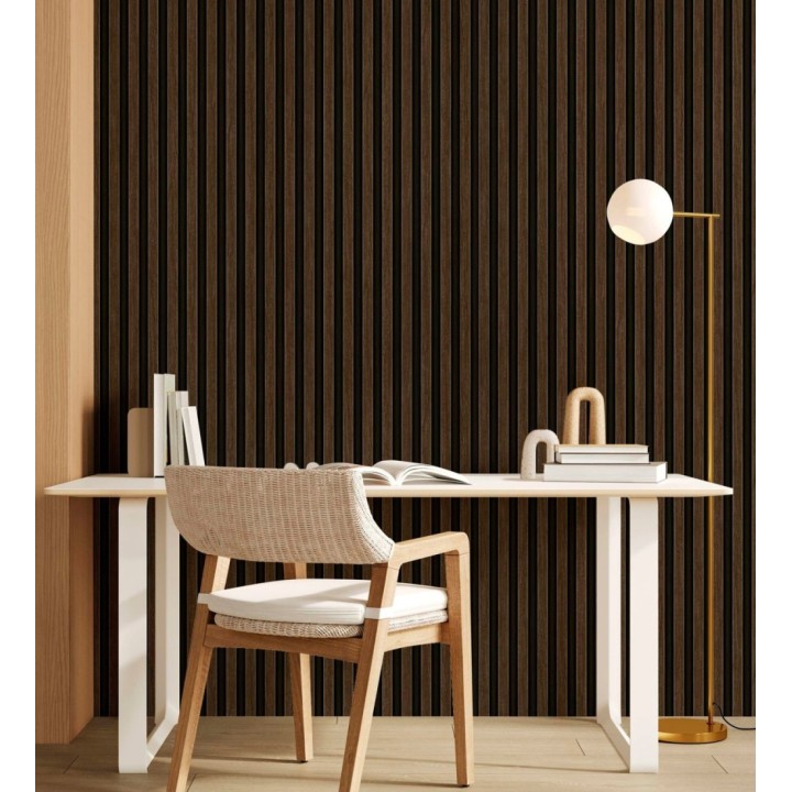 Papel pintado palillería de madera con betas texturizadas en relieve - Alistair Tailored 684158