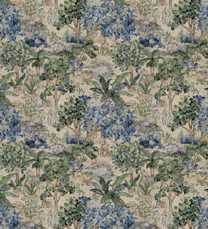 Papel pintado toile de jouy edén botánico azul cobalto - Sumatra Authentic 684185