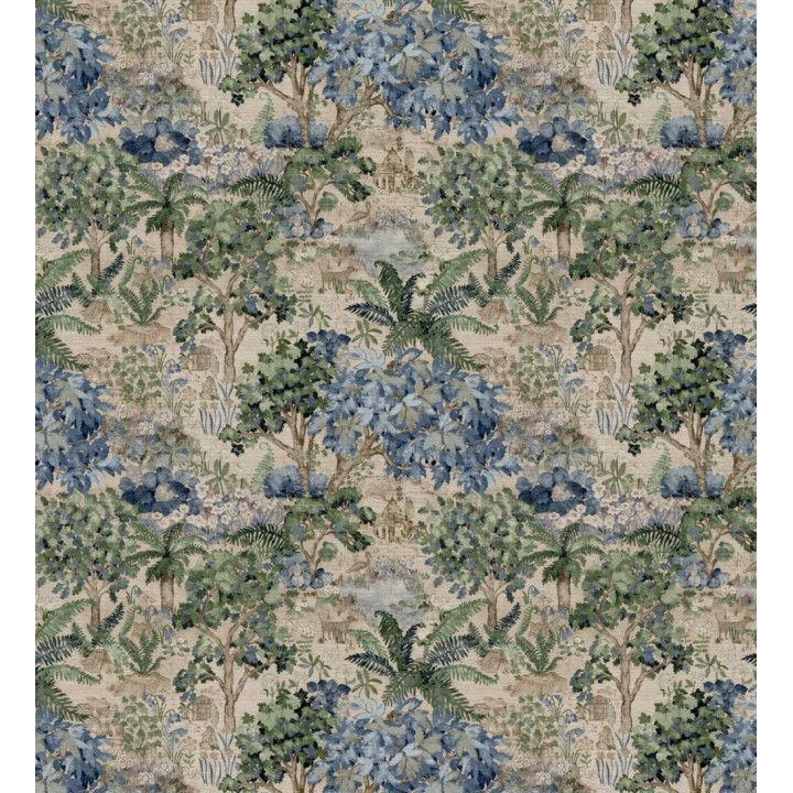 Papel pintado toile de jouy edén botánico azul cobalto - Sumatra Authentic 684185