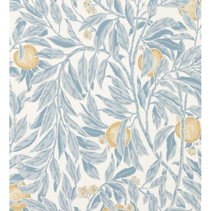 Papel pintado herbario de granadas con hojas azules - Tuscany Timeless 684186