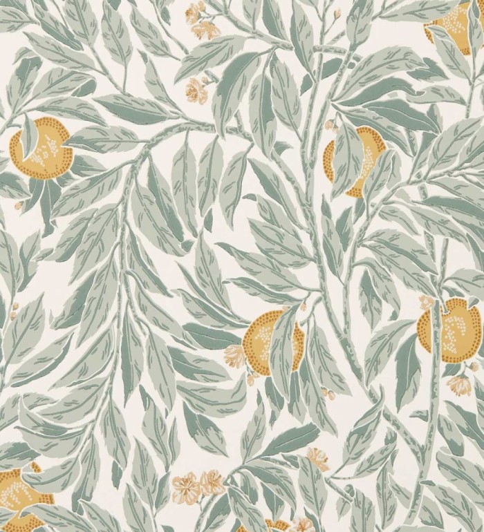 Papel pintado herbario de granadas con hojas verdes - Tuscany Timeless 684187