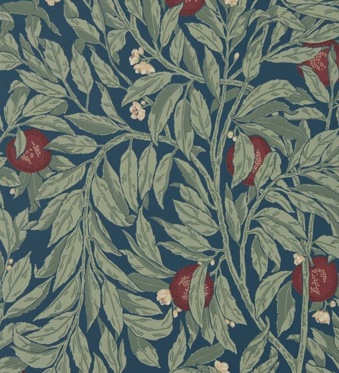 Papel pintado herbario de granadas fondo azul - Tuscany Timeless 684188