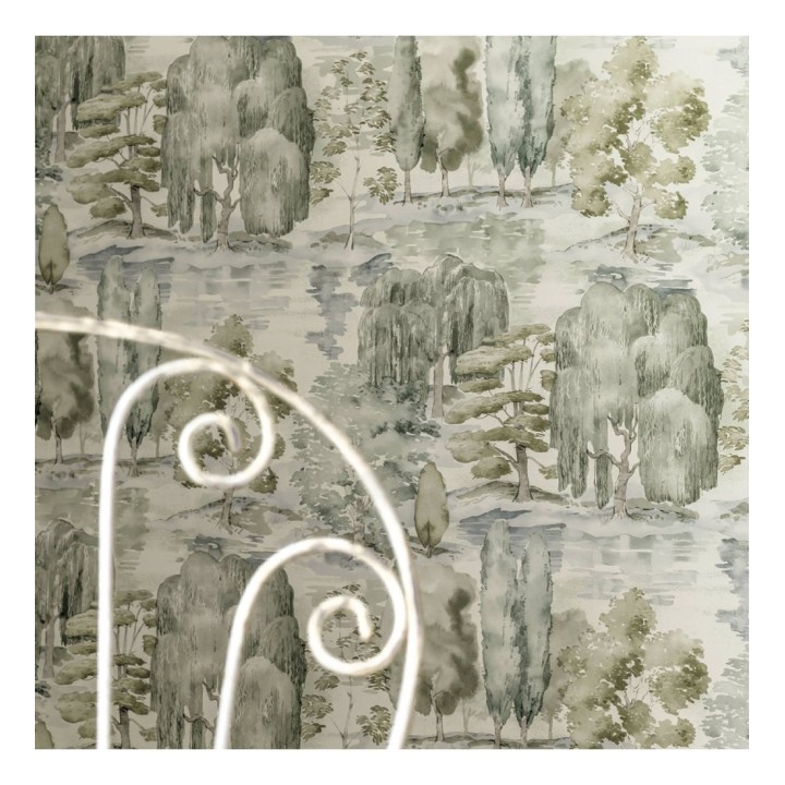 Papel pintado paisaje bucólico acuarela verde niebla - Thoreau Misty 684191