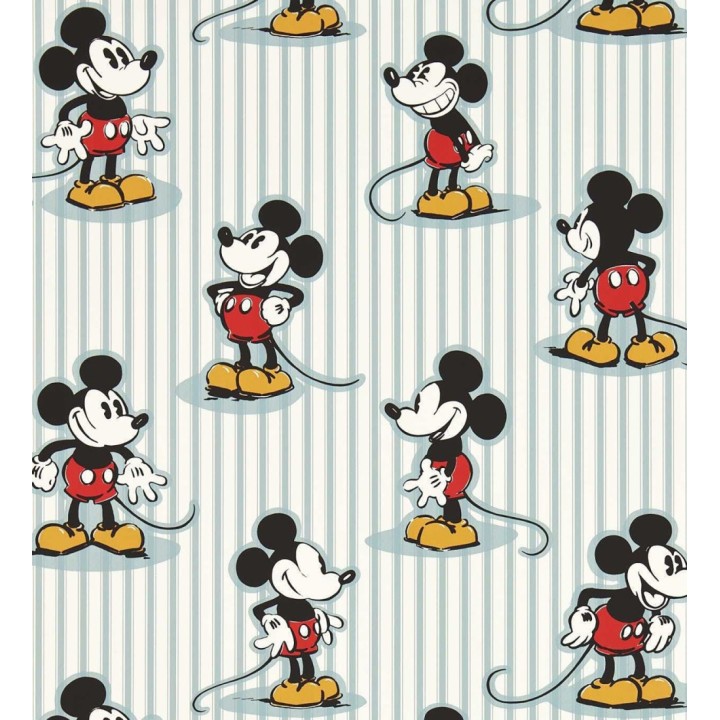 Papel pintado de Mickey heritage rayas azul nórdico - Mickey Stripe 684202