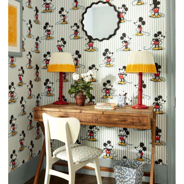 Papel pintado de Mickey heritage rayas azul nórdico - Mickey Stripe 684202