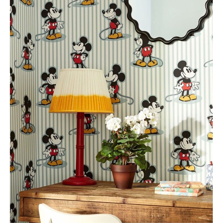 Papel pintado de Mickey heritage rayas azul nórdico - Mickey Stripe 684202